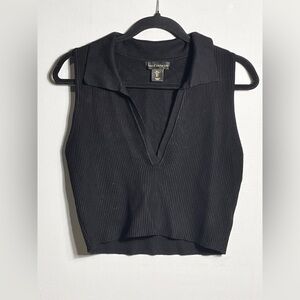 House of Harlow 1960 Sleeveless Ribbed Top Cropped Top Stretchy Black Large